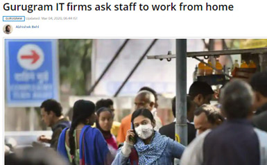 Gurugram IT firms ask staff
to work from home