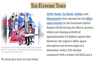 HDFC Bank, Yes Bank, IndiGo top lessees of NCR offices in March quarter